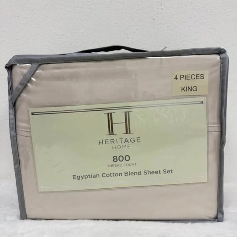 King Sheet Set Egyptian Cotton Blend Tan Heritage Home 800 TC New
